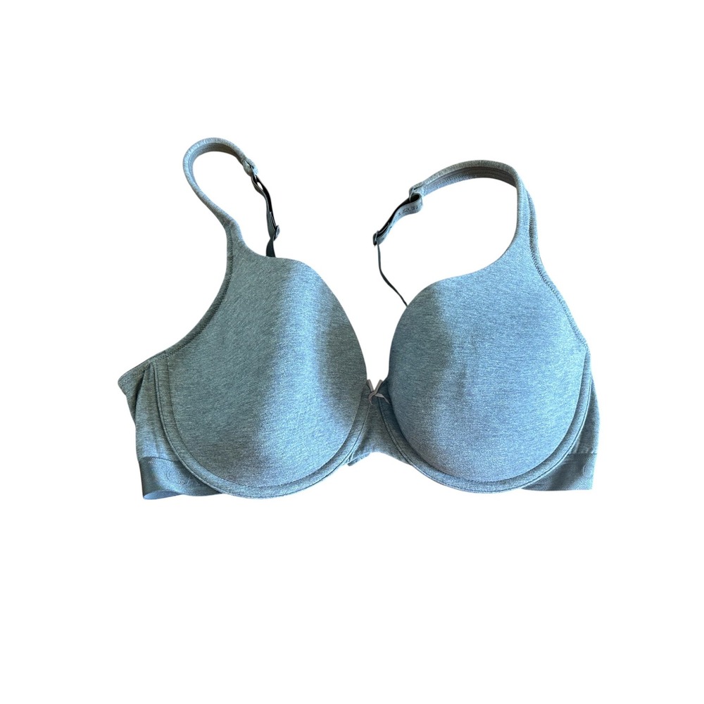 Cacique Lightly Lined T-Shirt Bra‎ Gray Heather Logo Band Underwire Plus Sz 40DD